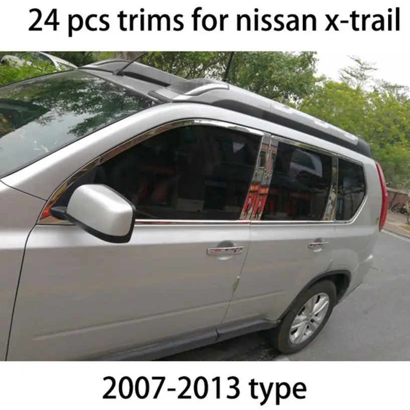 Нержавеющая сталь внешний подоконник крышка планки для nissan x-trail 2008 2009 2010 2011 2012 2013 - Цвет: 24 pcs trims
