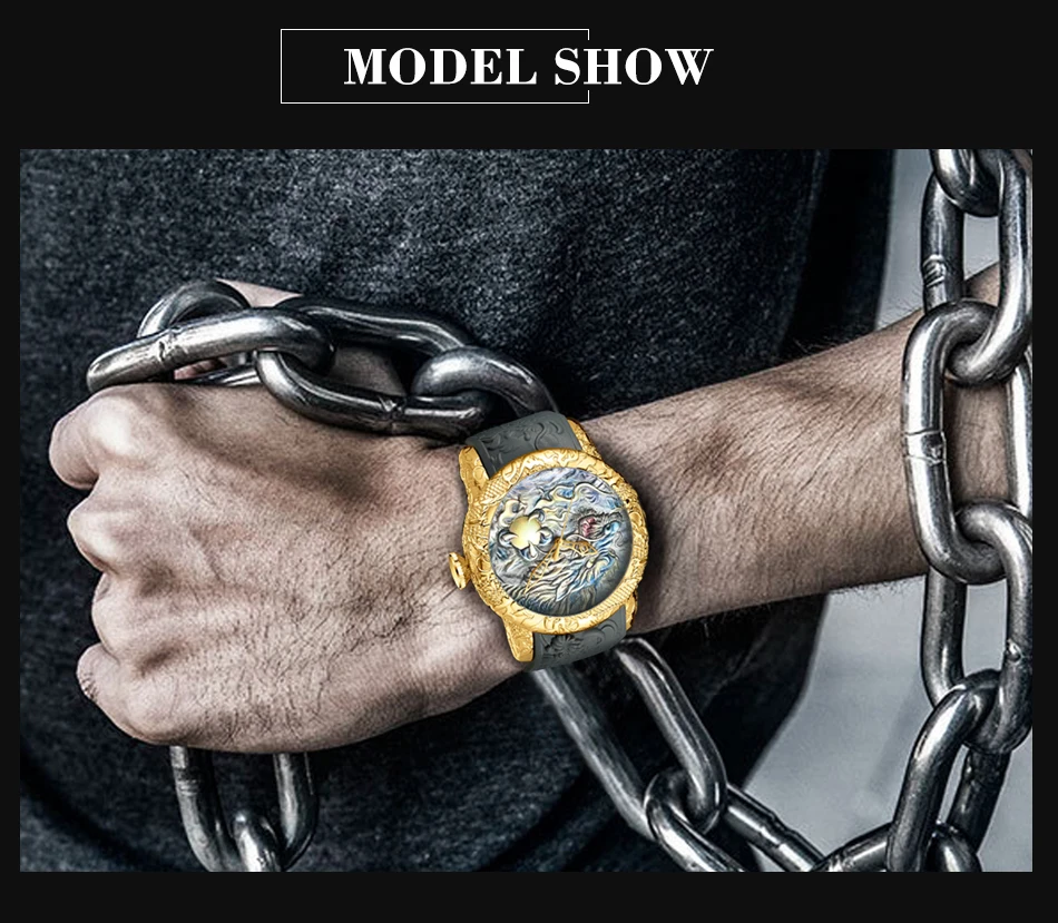 Топ бренд MEGALITH модные часы мужские спортивные водонепроницаемые мужские наручные часы черные резиновые мужские часы с драконом для мужчин Relogio Masculino