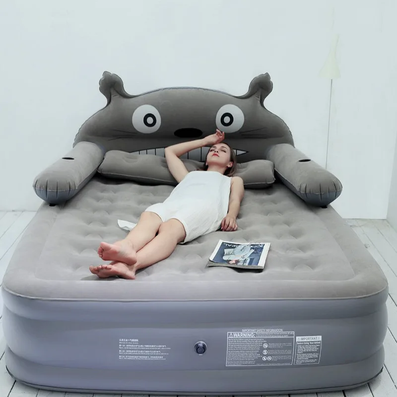  Cartoon inflatable sheets double increase thick air cushion outdoor portable bed air mattress famil