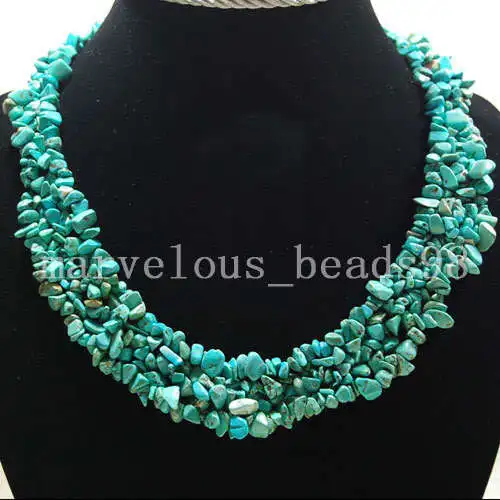 

Free shipping Fashion Jewelry 4~8mm Howlite Chips Beads Nylon Line Weave Necklace 18" E0180
