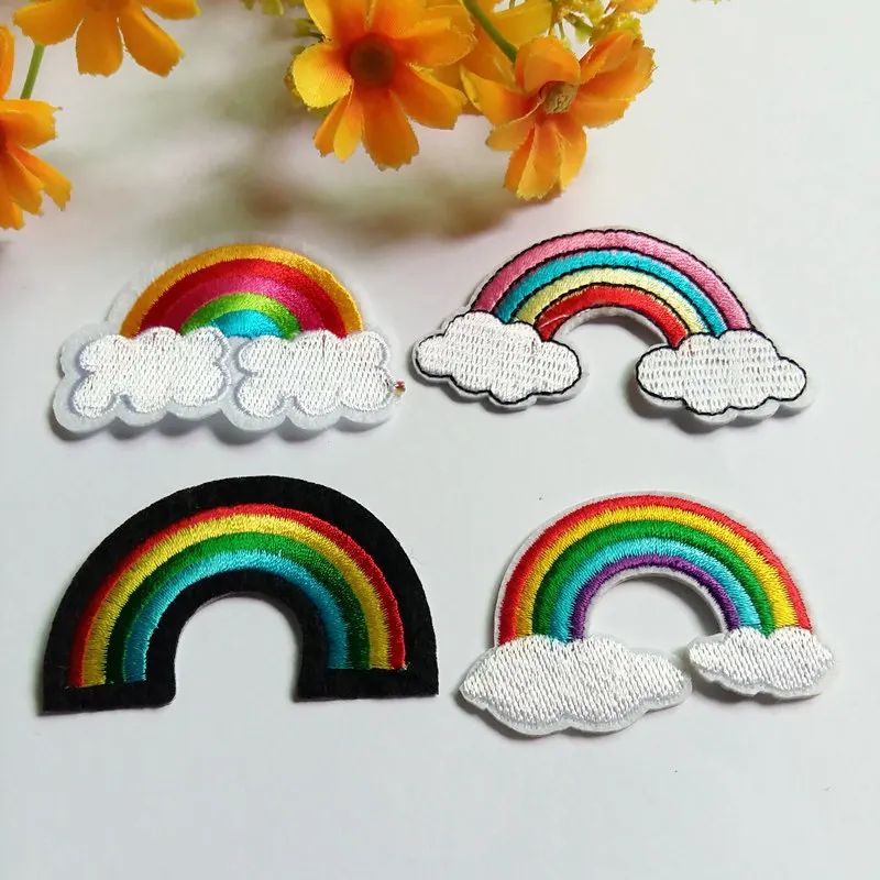 8PCs rainbow Polyester Appliques DIY Scrapbooking Craft Embroidered