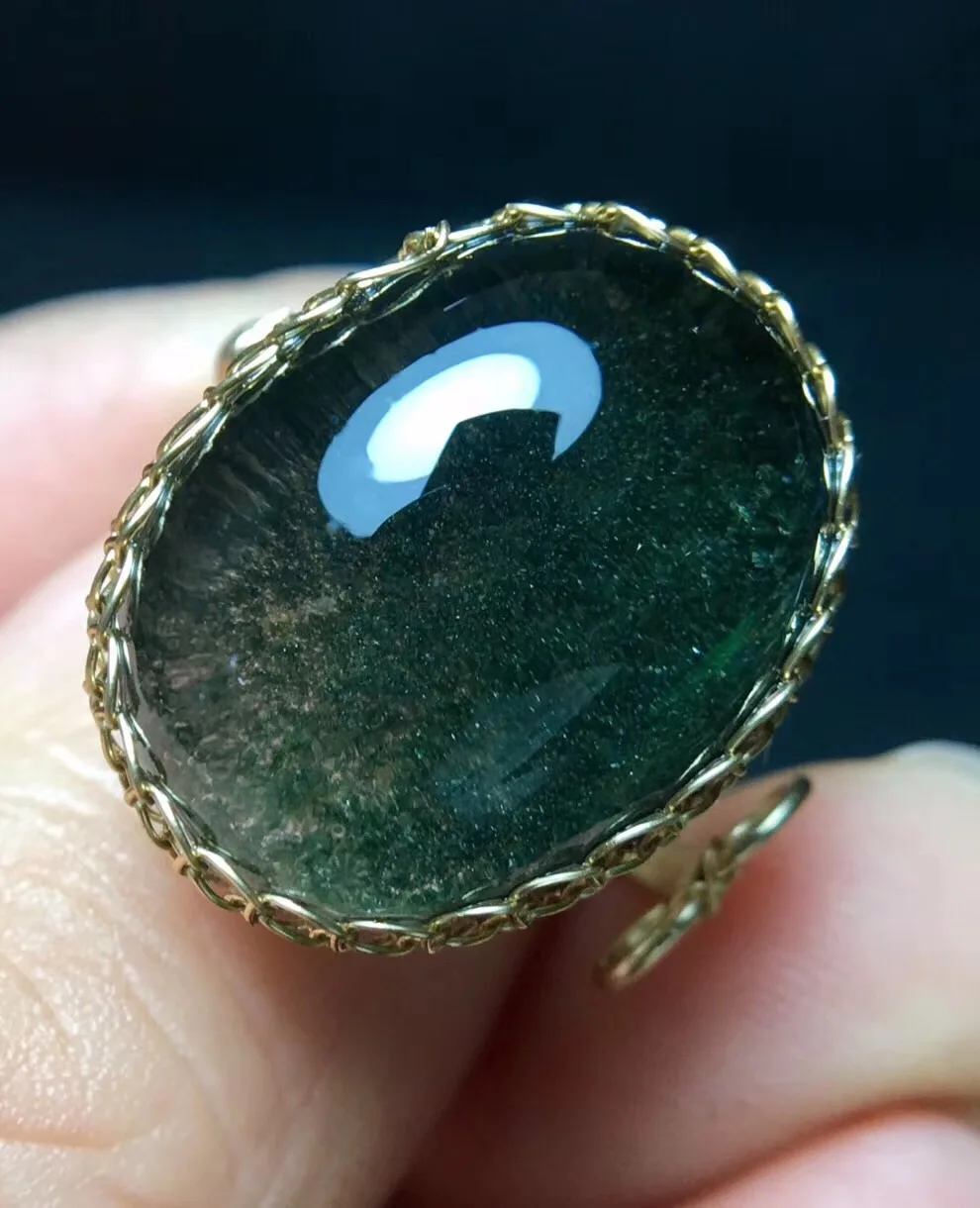 Natural Green Phantom Quartz Crystal Ring (3)
