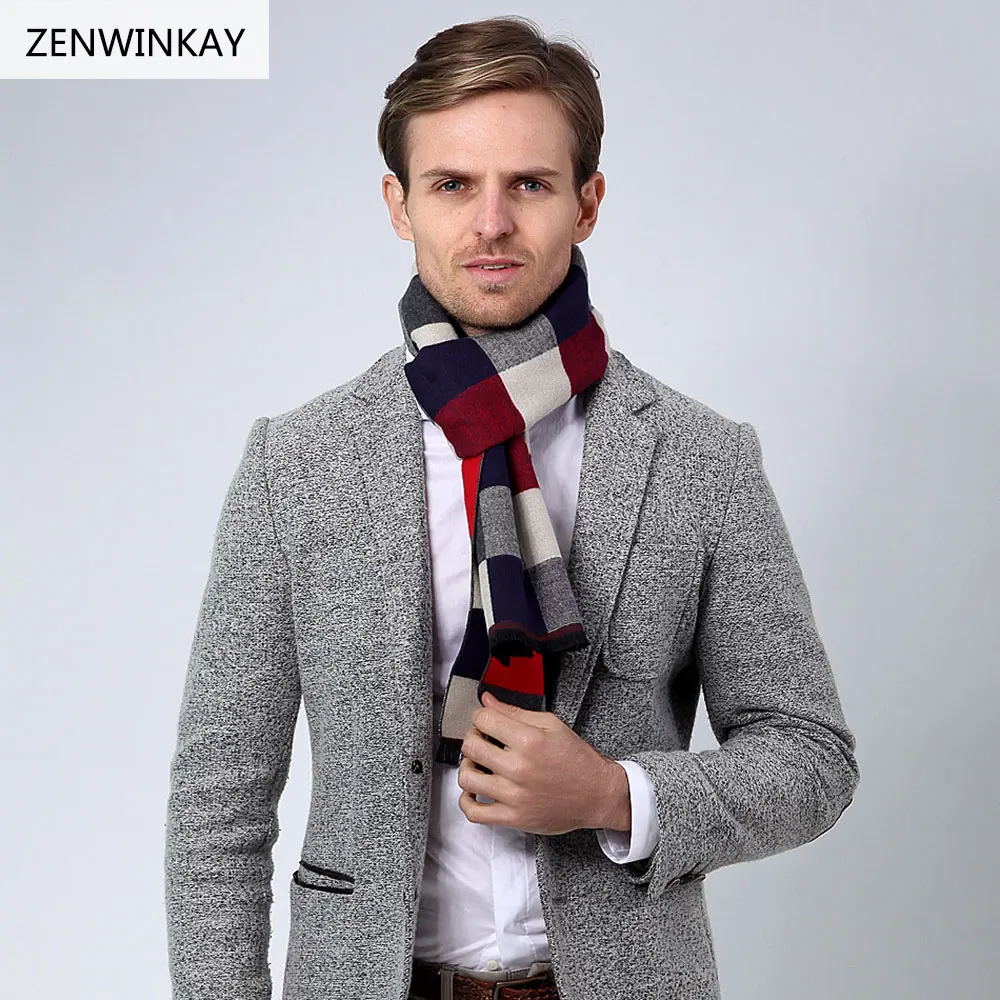 

2019 Winter Scarf Plaid Scarf Wool Brand Man Scarf Cashmere Tassel Pashmina Men's Scarves Autumn Warm Warp 180 * 33 Cm