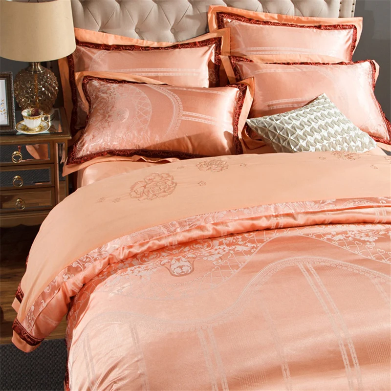 Waliicorners Silk Cotton Jacquard Golden Classic Bedding set Silky Smooth Duvet Cover Bed Sheet Pillowcases 13 201861313725-2