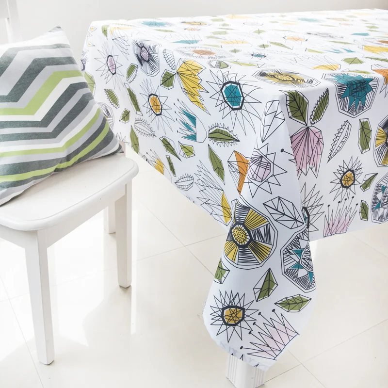 Printed Blue/Green/Yellow/Pink Geometric Tablecloth Party Banquet Table