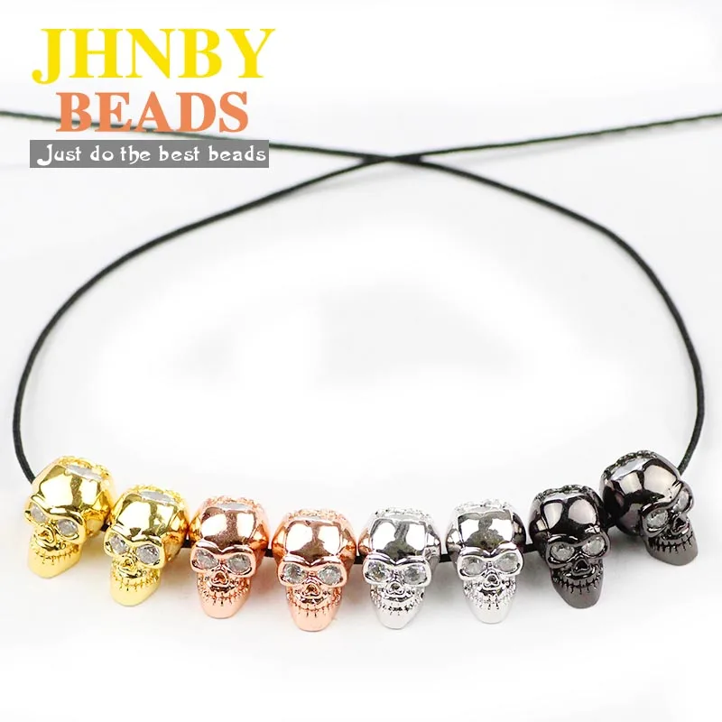 JHNBY 4 шт. Подвеска Череп медные бусины спейсеры инкрустация циркония