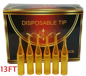 

UPTATSUPPLY 13FT 50PCS/lot Flat Disposable Yellow Plastic Tips Steriled Assorted Plastic Tattoo Tubes for Tattoo Supplies