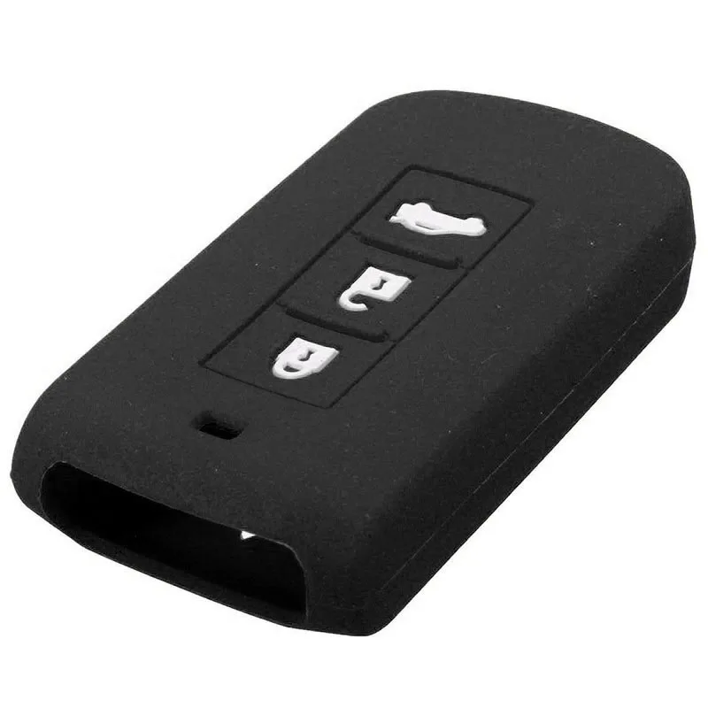 Black 3B Silicone Key Fob Case Cover For Mitsu-bishi Lancer Outlander Pajero