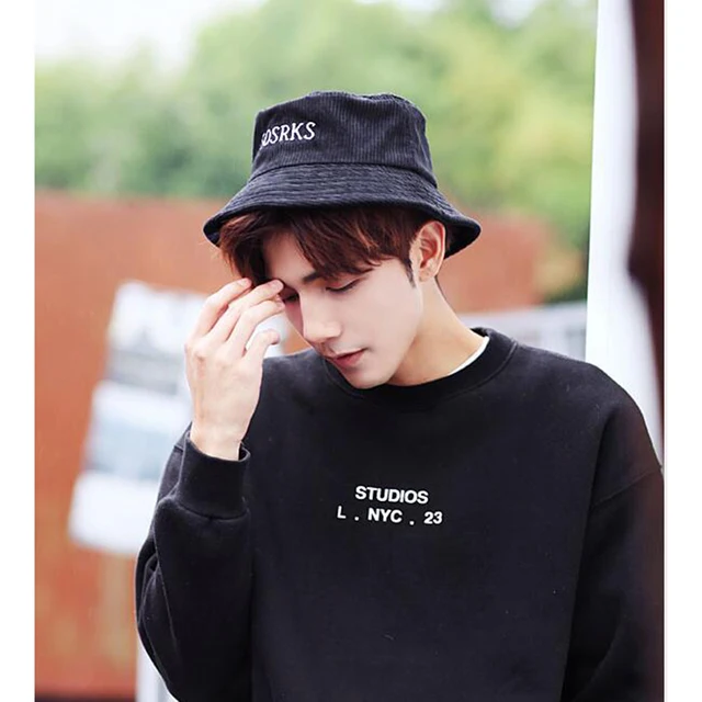 Men's Bucket Hats Boonie Corduroy Unisex Women Men hats Summer Solid