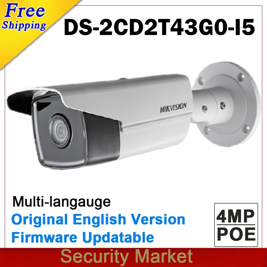 

Original hik 4Mp Bullet network camera DS-2CD2T43G0-I-I5 replace DS-2CD2T42WD-I5 CCTV POE IP IR camera