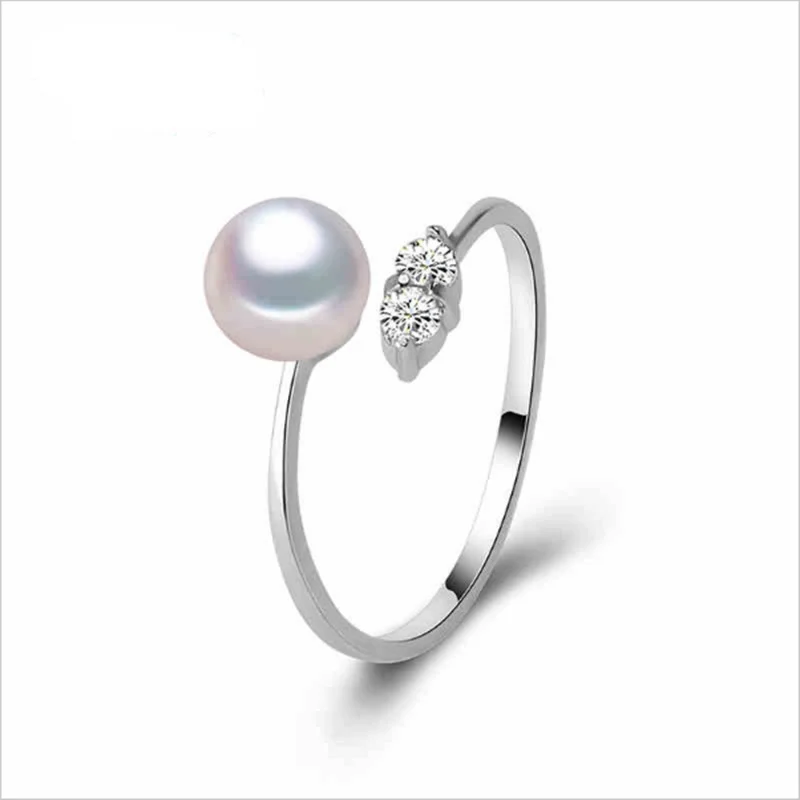 

Genuine Fashion Pearl Ring Jewelry top natural Pearl Wedding Rings S925 Sterling Silver Rings For Women