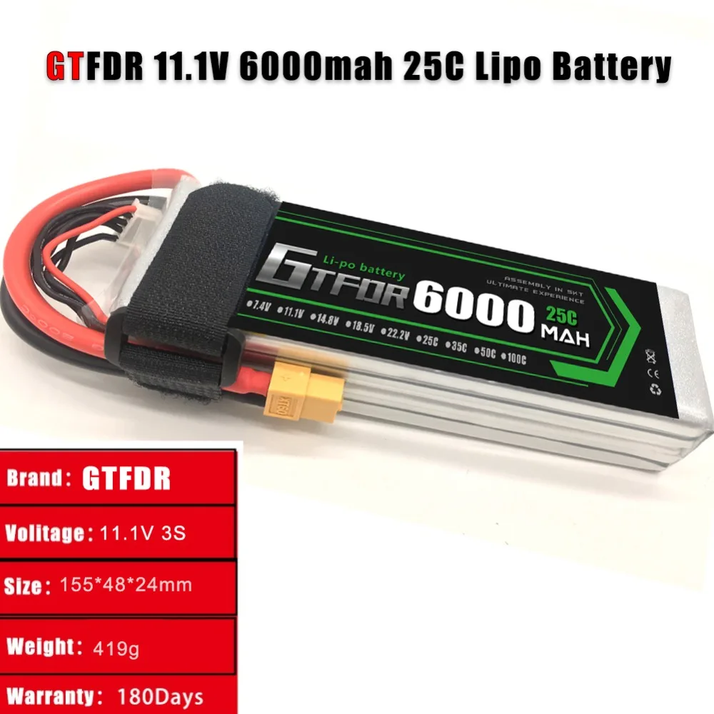 GTFDR Power Lipo батарея 11 1 В 6000 мАч 25C 3S AKKU Batteria для вертолета RC модель Rc Дрон автомобиль