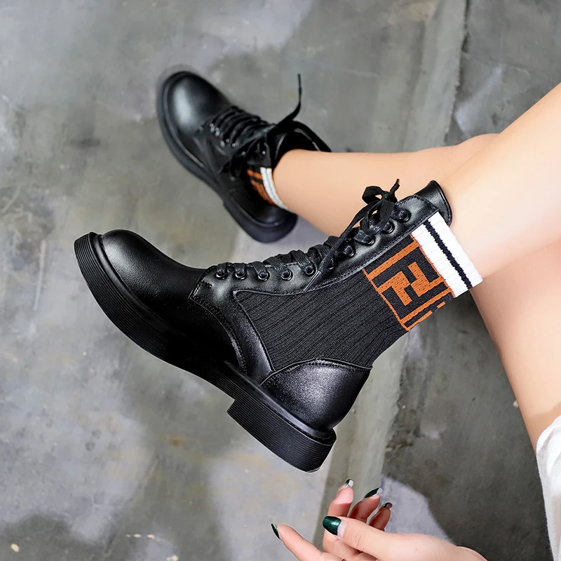 

Martin boots female 2019 new Korean version of high-top breathable boots student socks boots cool winter boots women