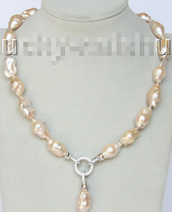 

shipping NEW stylish Baroque 17" 28mm pink Reborn keshi pearls necklace j10303