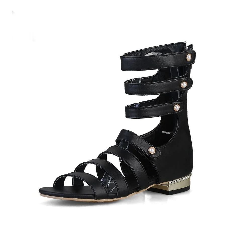 

British style women Casual shoes Retro Rome Gladiator women sandals Narrow Band low heels women sandals boots big size shoes