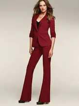 Burgundy Women Business Work Suits fFormal office 2 Pieces Women Pant Suits