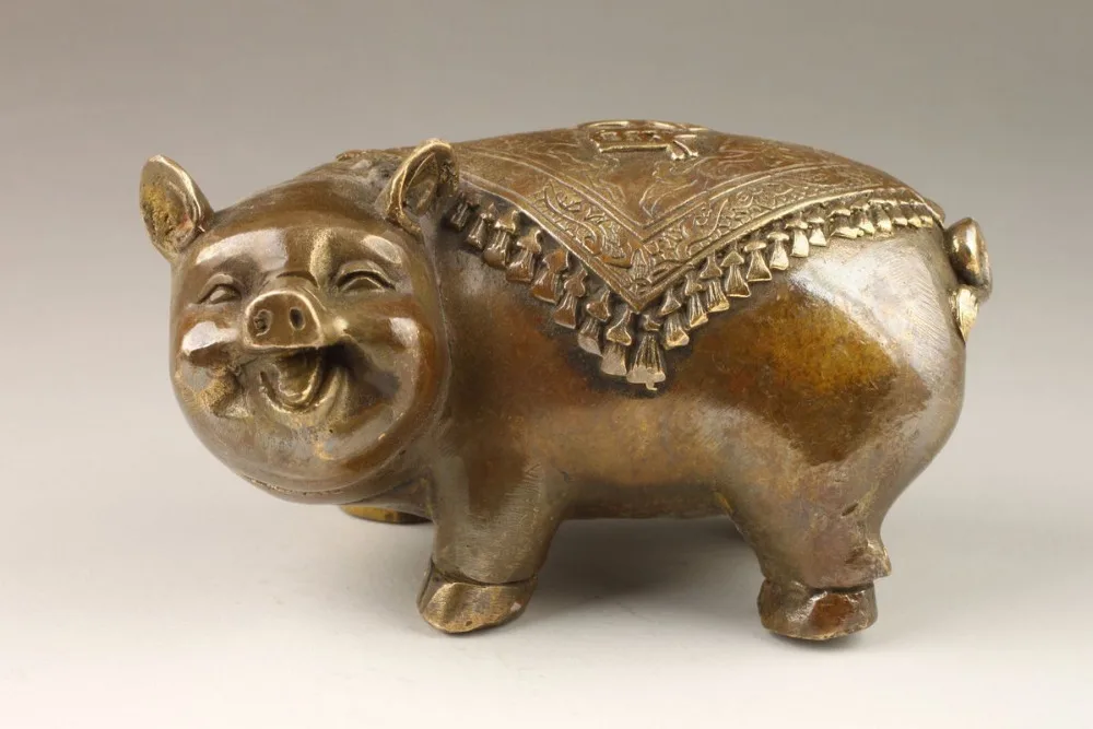 

Chinese Lovely Wealth Pig copper Statue