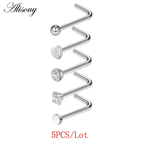 A2 5pcs Alisouy 18 стилей стальное Лабрет кольцо-гвоздик круговые кольца из бисера брови для языка, носа обруч Пирсинг для хрящевой части уха Tragus ювелирные изделия 20 г - Окраска металла: A2 5pcs