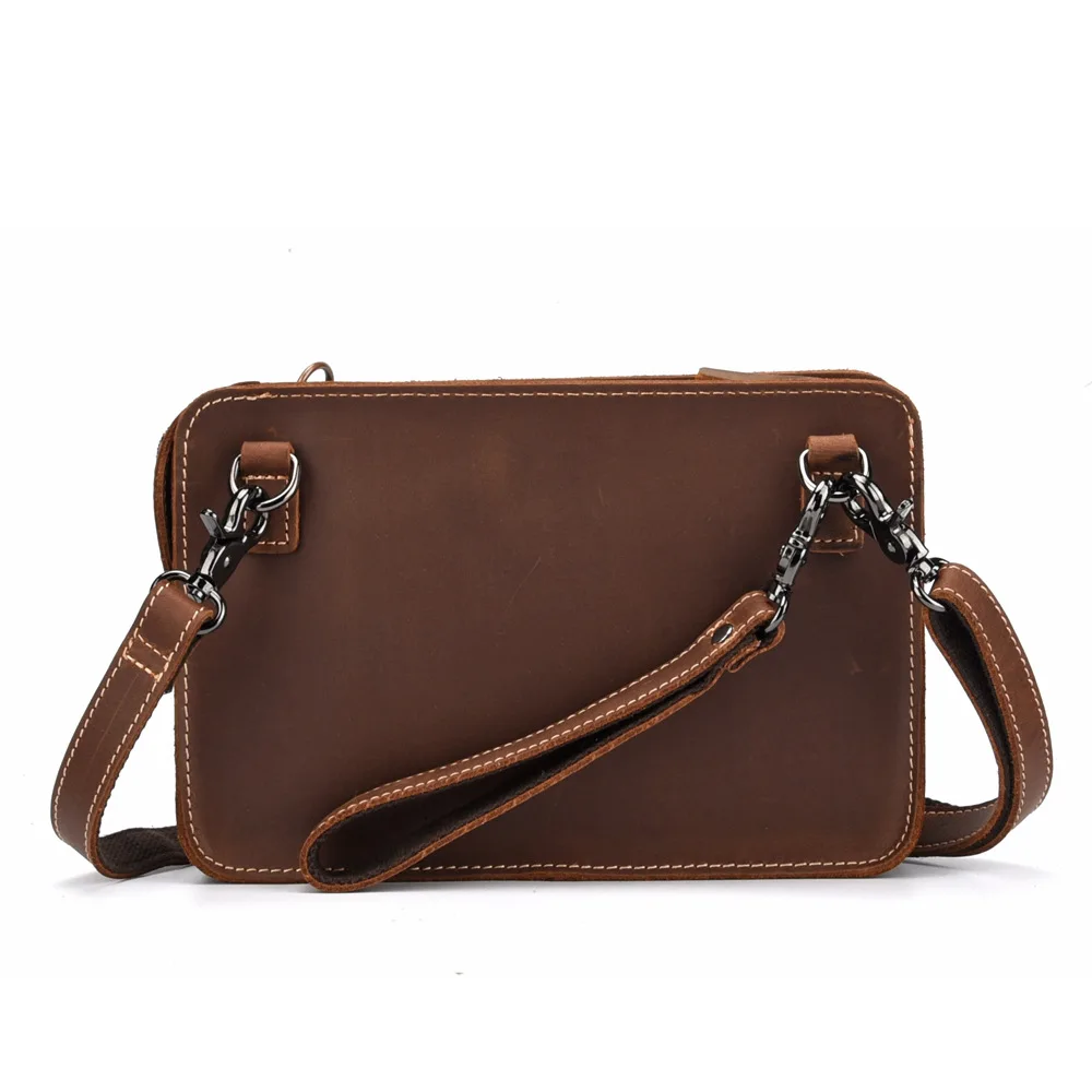 

Genuine Leather Men's Handbag Vintage Cow Leather Men's Briefcase Crazy Horse Leather Shoulder Crossbody Bag Portable Small Bag