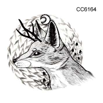 Rocooart CC2 6X6 см маленькая винтажная простая Стильная Милая черно-белая панда динозавр волк животное временная татуировка наклейка боди-арт - Цвет: CC6164