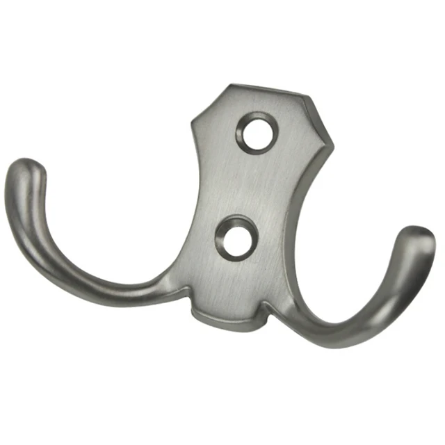 Double Hooks Coat Hat Hanger Door Wall Bathroom Zinc Alloy Hooks Silver