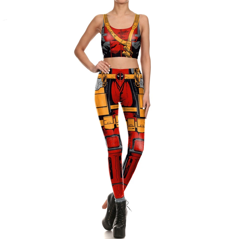 2017 Freeshipping New Women Print Leggings Comic Style Super Hero Ankle-length Deadpool Leggins Hot Printed Woman Clothings | Женская