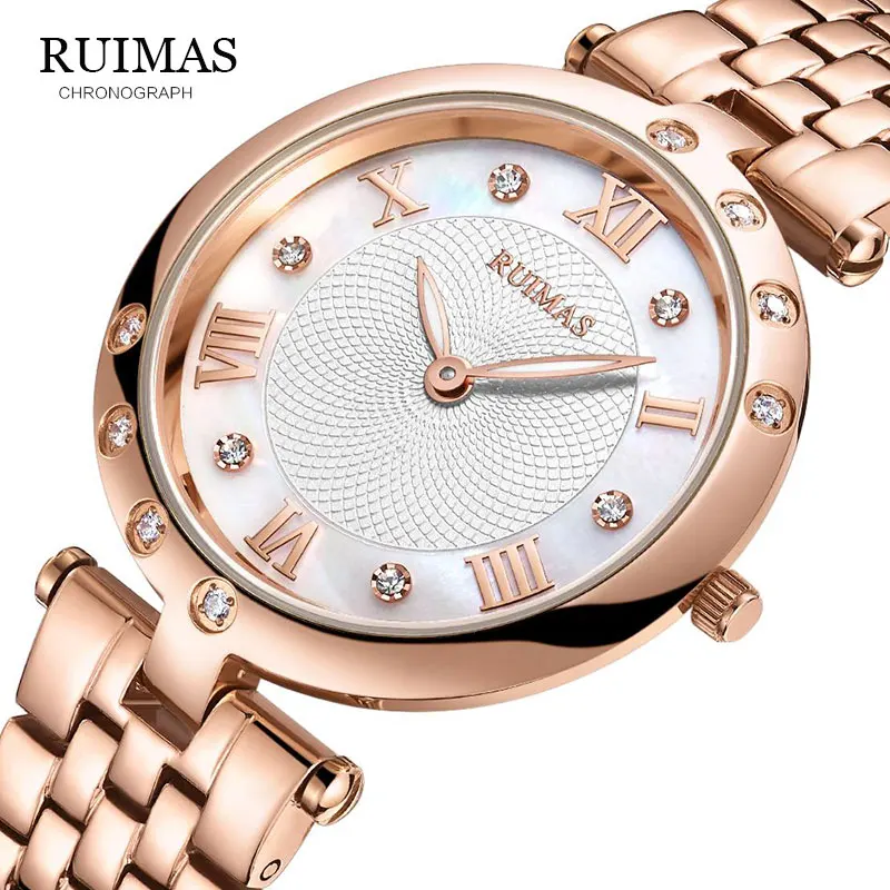 

RUIMAS Woman Watches 2019 Brand Luxury Watch Women Rose Gold Quartz Waterproof Women's Wristwatch Women Watches Top Brand Luxury
