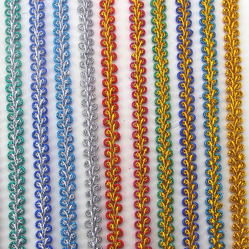 

YACKALASI 45 Yds Gold Braided Lace Appliqued Crochet Band Trims Vintage Cosplay Costumes Appliqued Sewing Apparel Ribbon 1CM