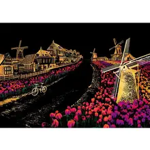 Нарисованные красками с царапинами картины многоцветные всемирно известный дом, открытый, фестиваль и т. д