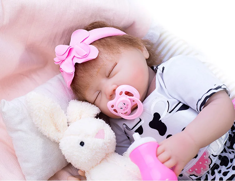 

recommend 48cm soft Silicone Reborn Baby Doll Toy For Girl Vinyl Newborn sleeping Princess Babies Bebe kit DIY Toy Birthday Gift