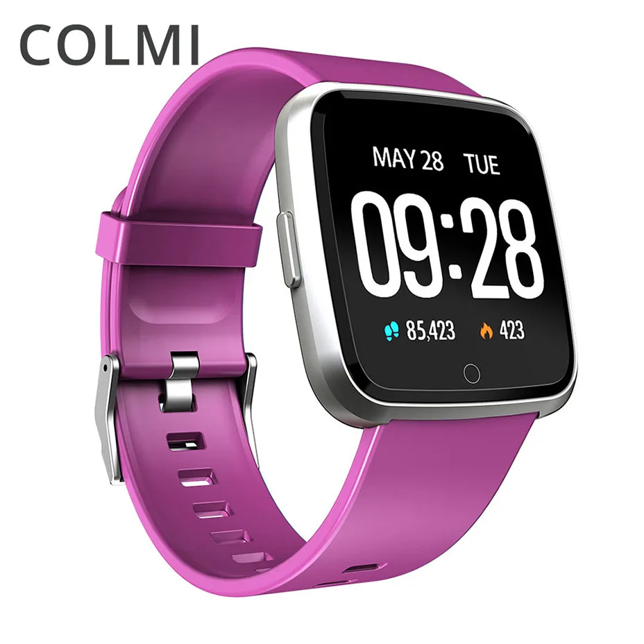COLMI Smartwatch водонепроницаемые носимые устройства пульсометр кровяное давление кислородный цветной дисплей умные часы для Android IOS - Цвет: SMART WATCH PURPLE