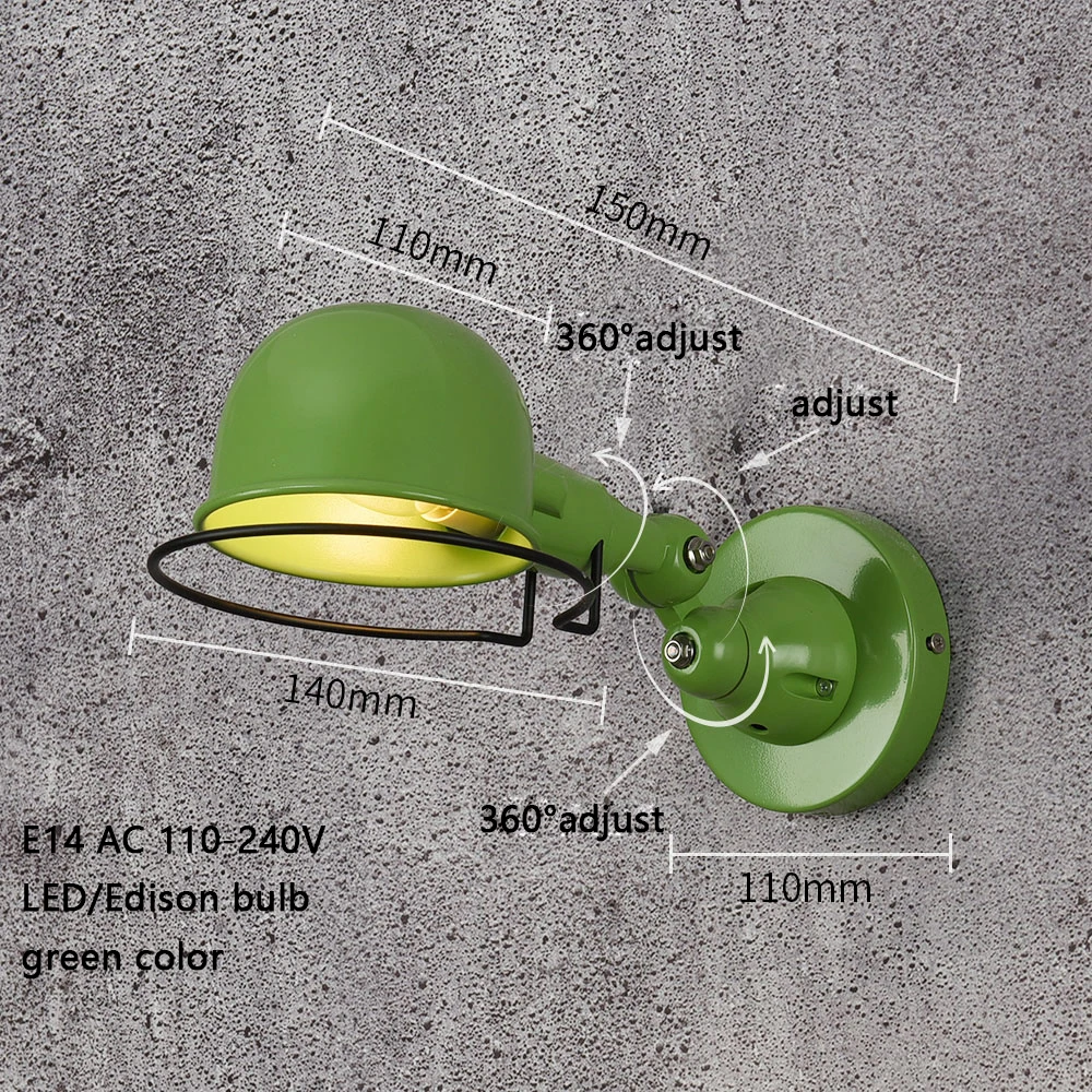 Промышленный Лофт jielde мини Регулируемый Ретро E14 Светодиодный настенный светильник бра настенный светильник светильники для домашнего освещения прикроватная гостиная