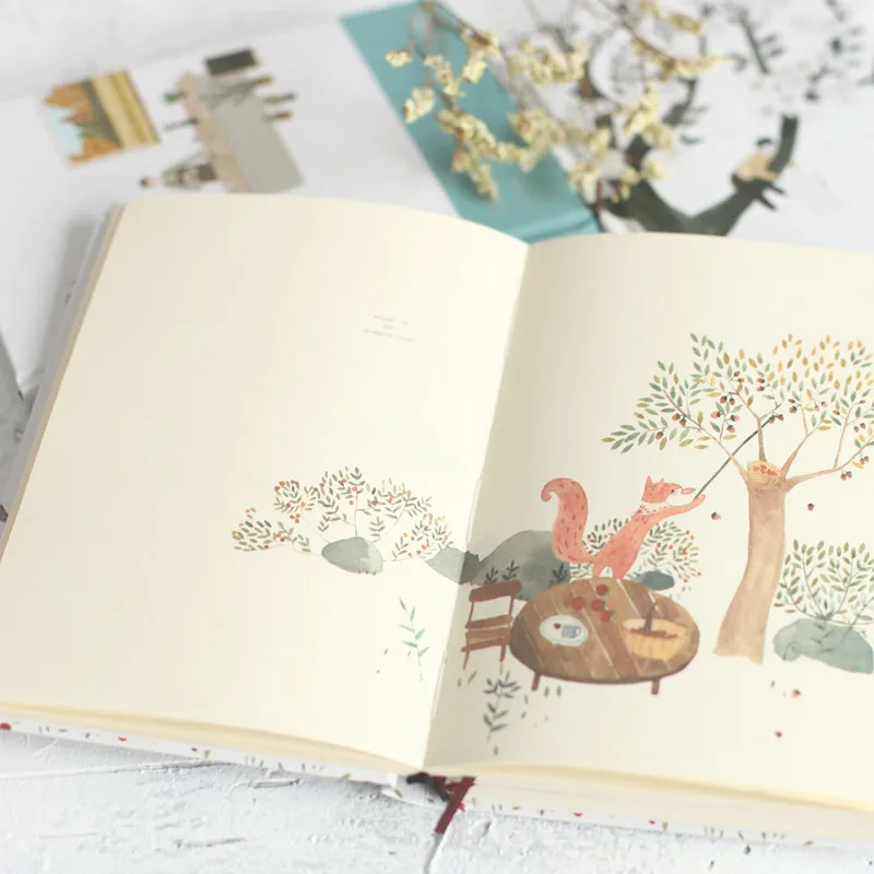 

Kawaii Fox Hard Cover Notebook Cute Monthly Weekly Planner Color Page Diary Book Stationery School Office Supply for Girls Boys