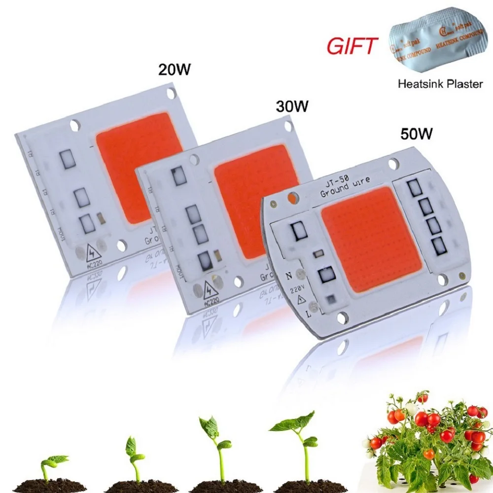 5 шт полный спектр светодиодный светать чип DIY 220 V AC УДАРА 380 ~ 780nm Actrual Мощность 20 W 30 W 50 W заменить солнечного света для комнатных растений