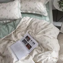 Cute blue green flower cotton bedding sets,single double twin full queen king home textiles flat sheet pillow cases duvet cover