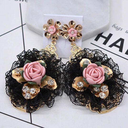 BIG SIZE Fashion Jewelry Pretty Sexy Elegant charming high quality Special design Lace Baroque Flowers Women