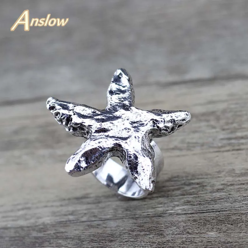 

Anslow Brand Retro Vintage Starfish Summer Style Large Unisex Adjustable Ring For Women Men Cheap Charm Jewelry Love LOW0035AR