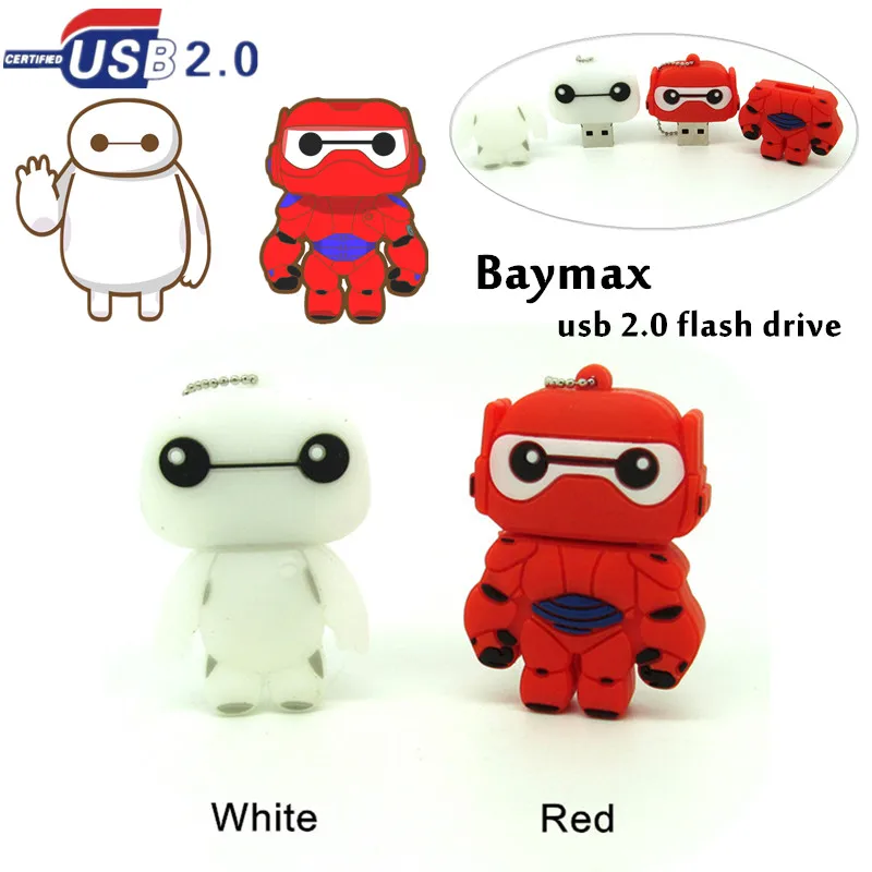 Мини-флэш-накопитель с роботом Baymax белый и красный цвета usb флеш-накопитель