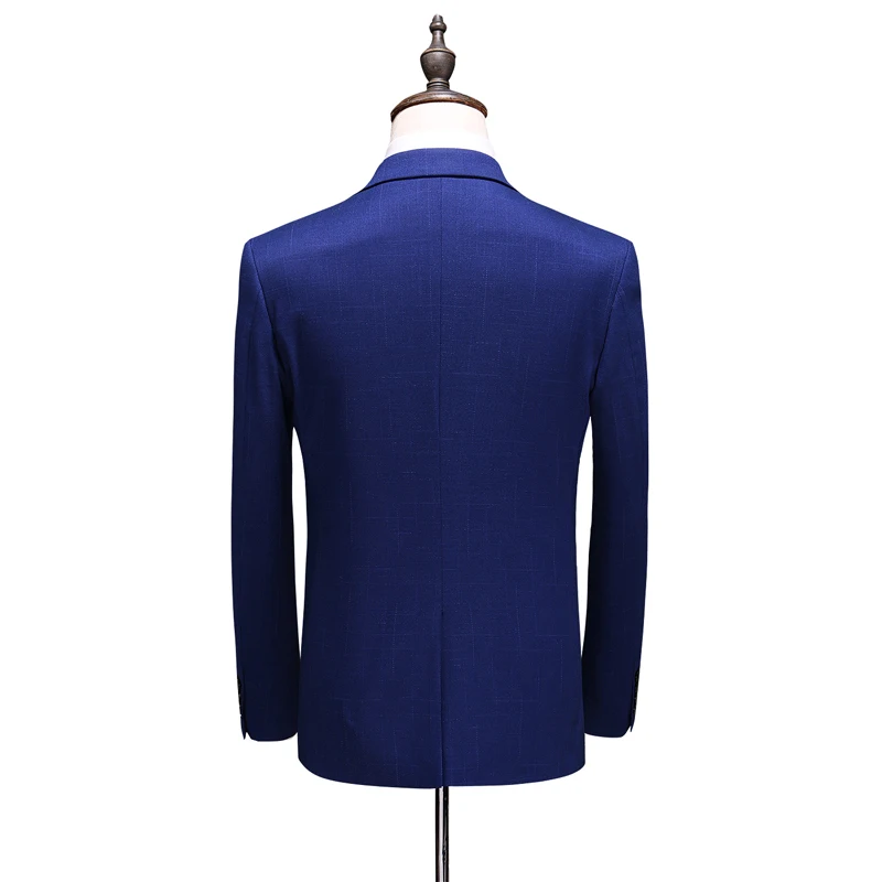 (Blazer+Vest+Pants) Mens Wedding Suit Male Blazers Slim Fit Suits for Men Costume Business Formal Party Classic  Blue / S-5XL