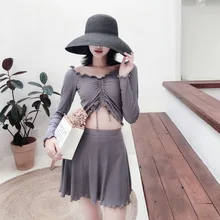 Танкини, купальник для женщин, новинка, бикини, может, женский, для пляжа, для женщин, для бассейна, для девушек, с длинным рукавом, с разрезом, высокая талия, юбка, скрытый, пуш-ап