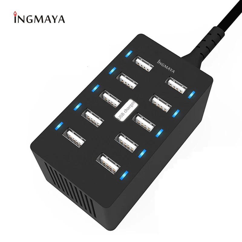

STODER 10 Ports USB Charger Station 10A EU UK Plug LED Indicator For iPhone iPad Mini Air Pro Samsung Nexus Mp3 DV AC Adapter