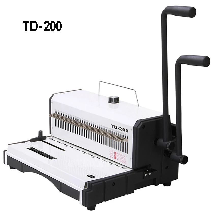 TD-200 2 مقبض دليل سلك حلزوني ماكينة تجليد مربع 4*4 مللي متر 40 قطعة اللكم حفرة ألبوم صور A4 ورقة الموثق الناخس آلة