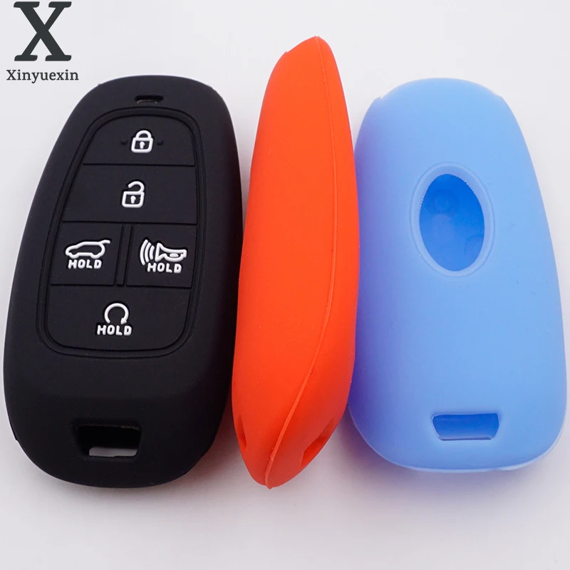 

Xinyuexin 5 Buttons Silicone Car Key Shell Fit for Hyundai Sonata 2019 DN8 Smart Card Remote Control Protective Cover