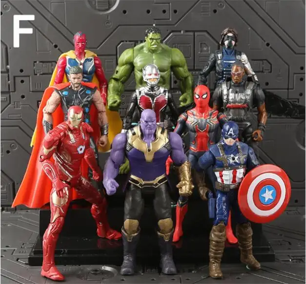 Avengers 3 Infinity War Thanos Iron Spider Figure Spiderman Hulk Black Panther Iron Man Action Figure Toys For Children 16-18CM - Цвет: 10 heroes