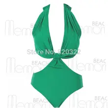 Сексуальный женский цельный пляжный купальник с открытой спиной с треугольным вырезом зеленый Боди реальные фотографии