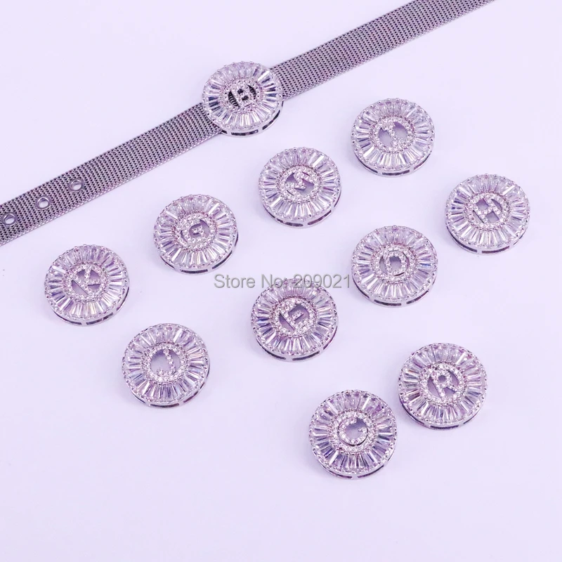 5 шт. в темноте серебристого цвета ювелирные изделия из нержавеющей стали часы Регулируемый браслет Pave Установка CZ Кристалл A-Z письмо браслет