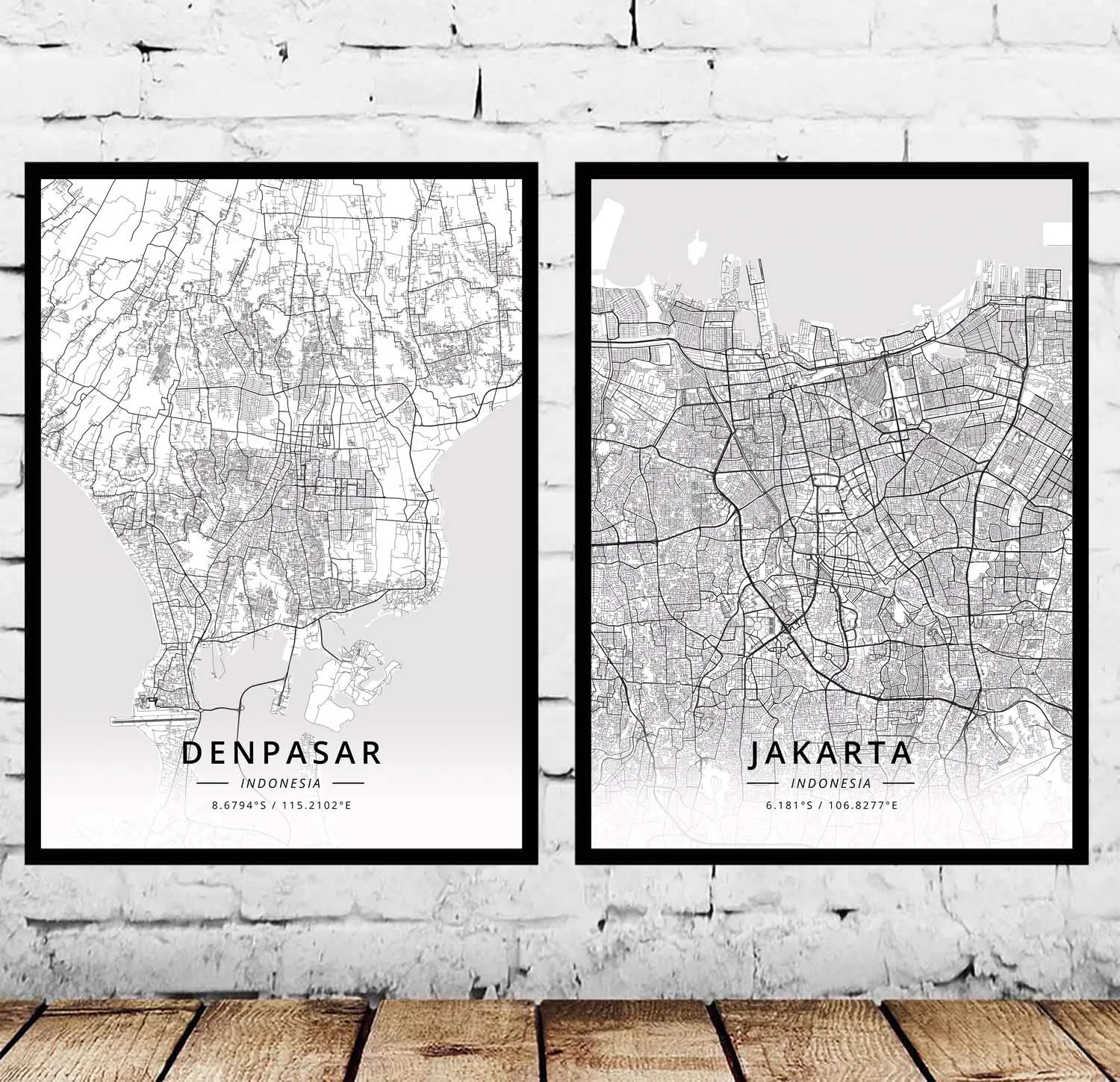 

Denpasar Jakarta Indonesia Map Poster