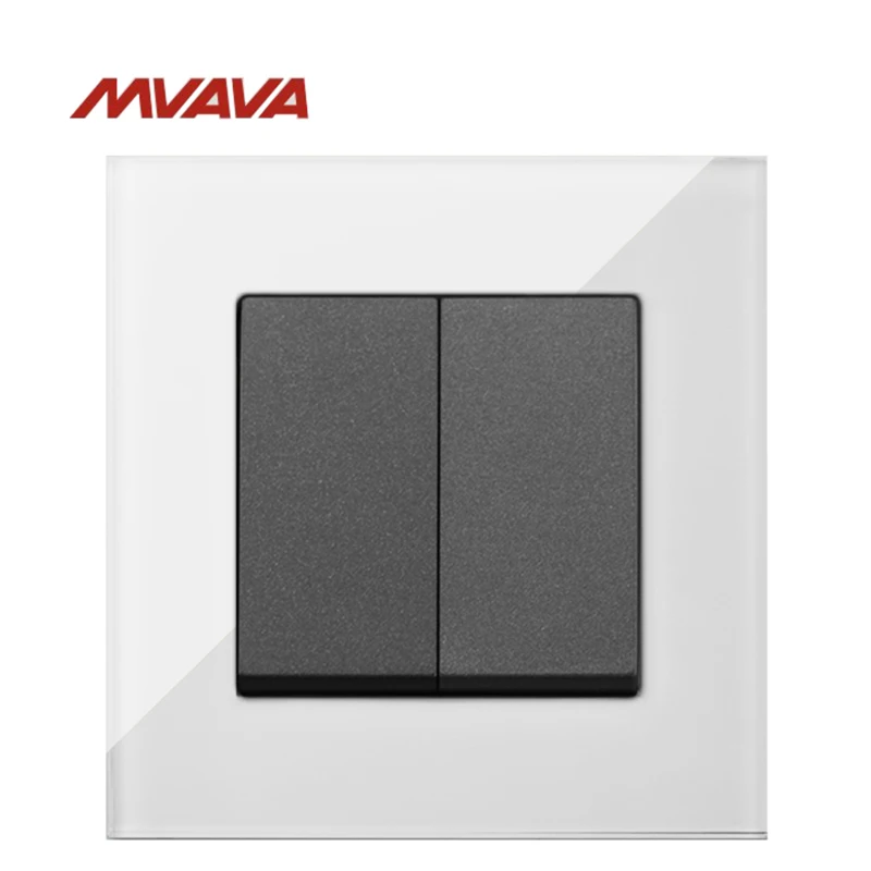 

Manufacturer ,MVAVA 2 Gang 1/2 Way AC110V-220V Wall Switch Decorative Light Control Push Button Luxury Crystal Free Shipping