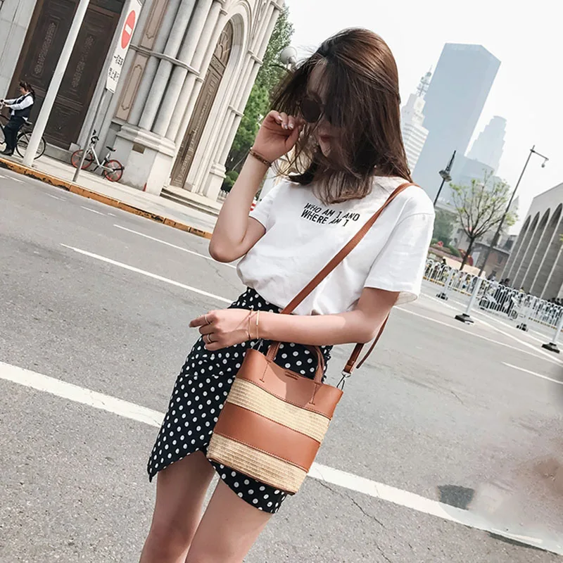 Summer Fashion Women Panelled Straw Bags INS Popular Female Beach Casual Handbag Ladies Exquisite Weave Shoulder Bag Tote SS3397 (15)