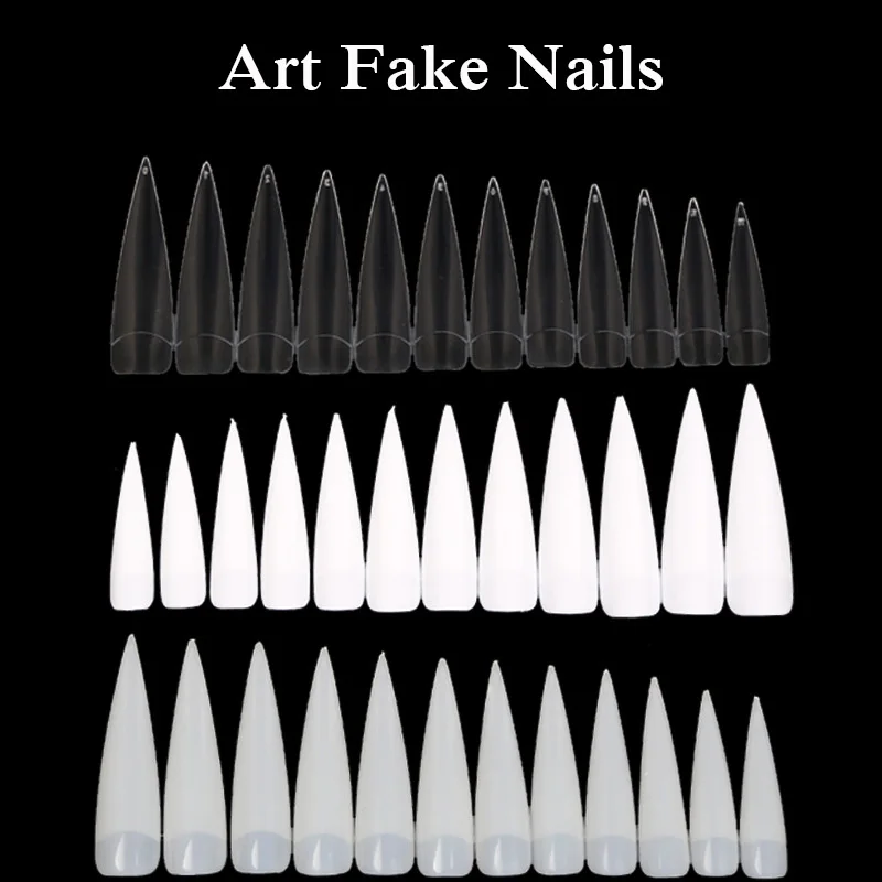 

12 Pcs French Ballerina Nail Art Fake Nails Tips Forms For False Nails Extension White/Transparent/Natural Short Paragraph Salon